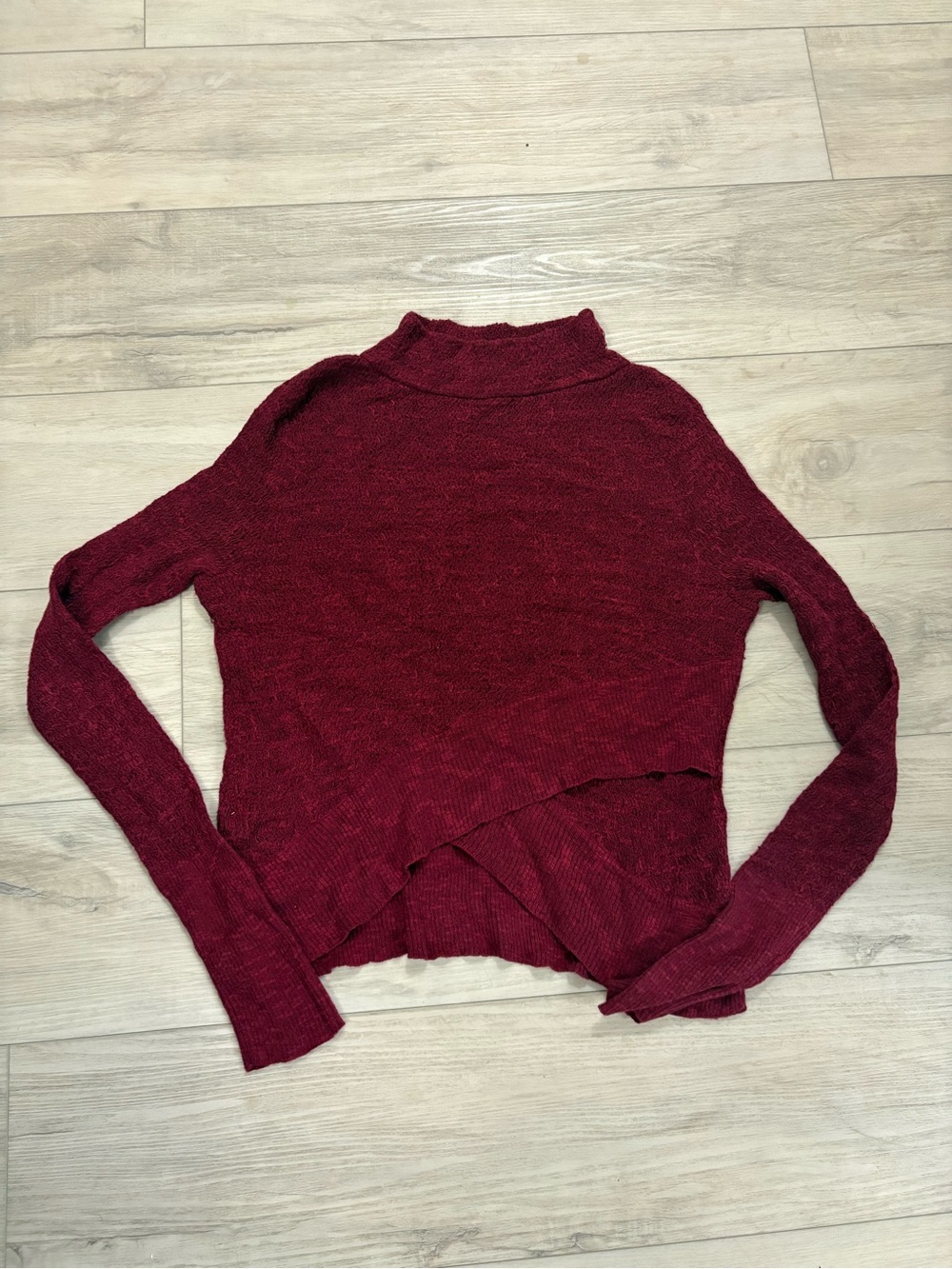 Free People Burgundy Cowl Mock Neck Sweater